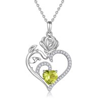 Heshpaws - Colgante Con Piedra De Nacimiento Con Colgante De Corazón De Plata De Ley