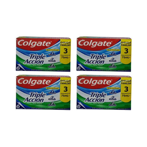 Pasta Dental Colgate Triple Acción 75 Ml Pack Ahorro 12 Unidades