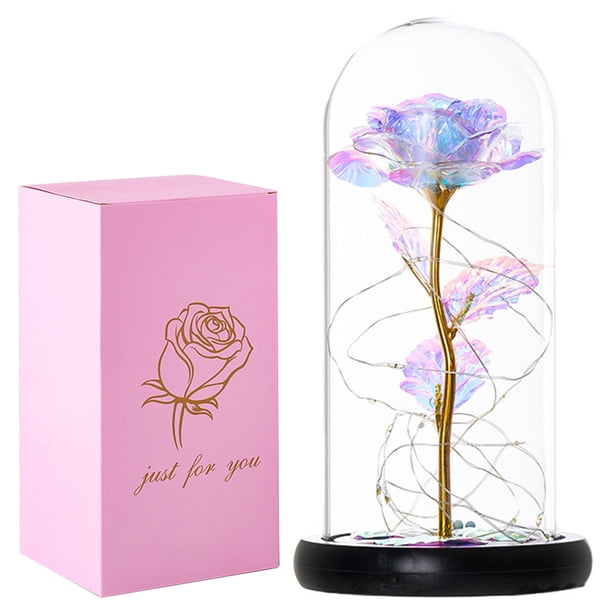 Rose LED Fairy Light In Glass Dome, Romantic Home Decor, Gift For Mother's Day, Wedding Party, Valentines Day, Anniversary (Battery Not Included)