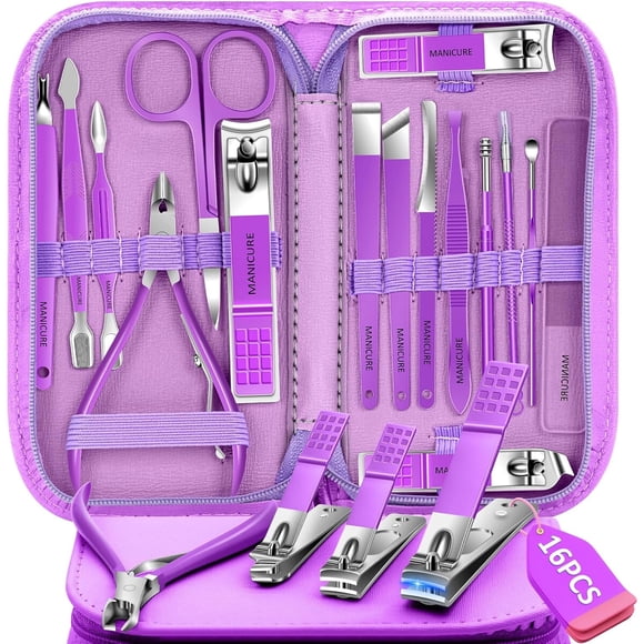 Set Manicure BLESWIN 16 Piezas Acero Inoxidable Pedicura