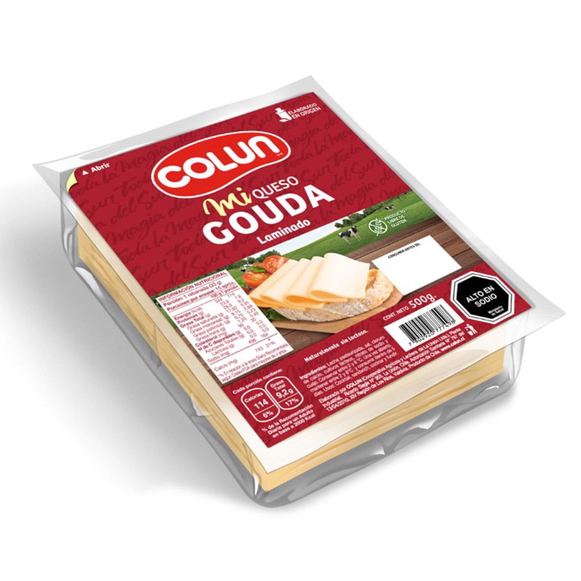 Queso Gauda Laminado 500 g Colun