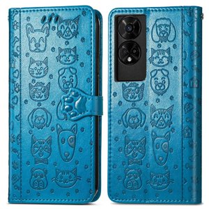 Funda Cartera Foxdock Para Tcl 50 5G , Flip Pu Con Relieve De Gatos Y Perros, Tarjetero Y Soporte