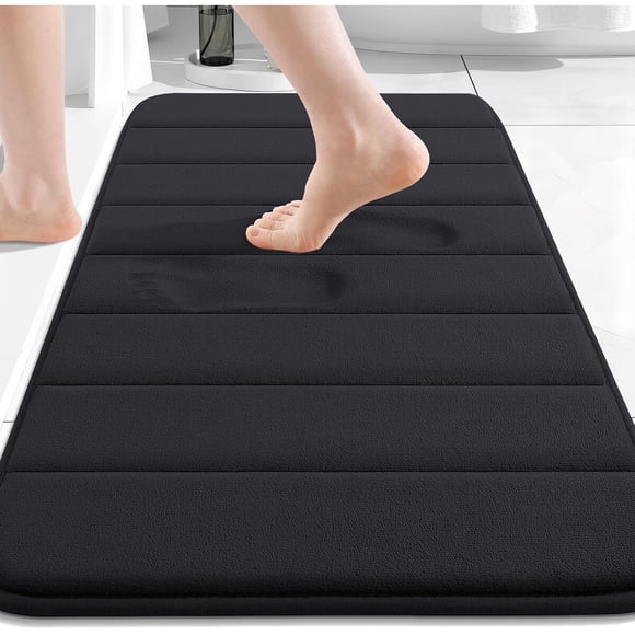 Buganda Memory Foam Bath Mat 30 x 20, Ultra Soft Absorbent Black