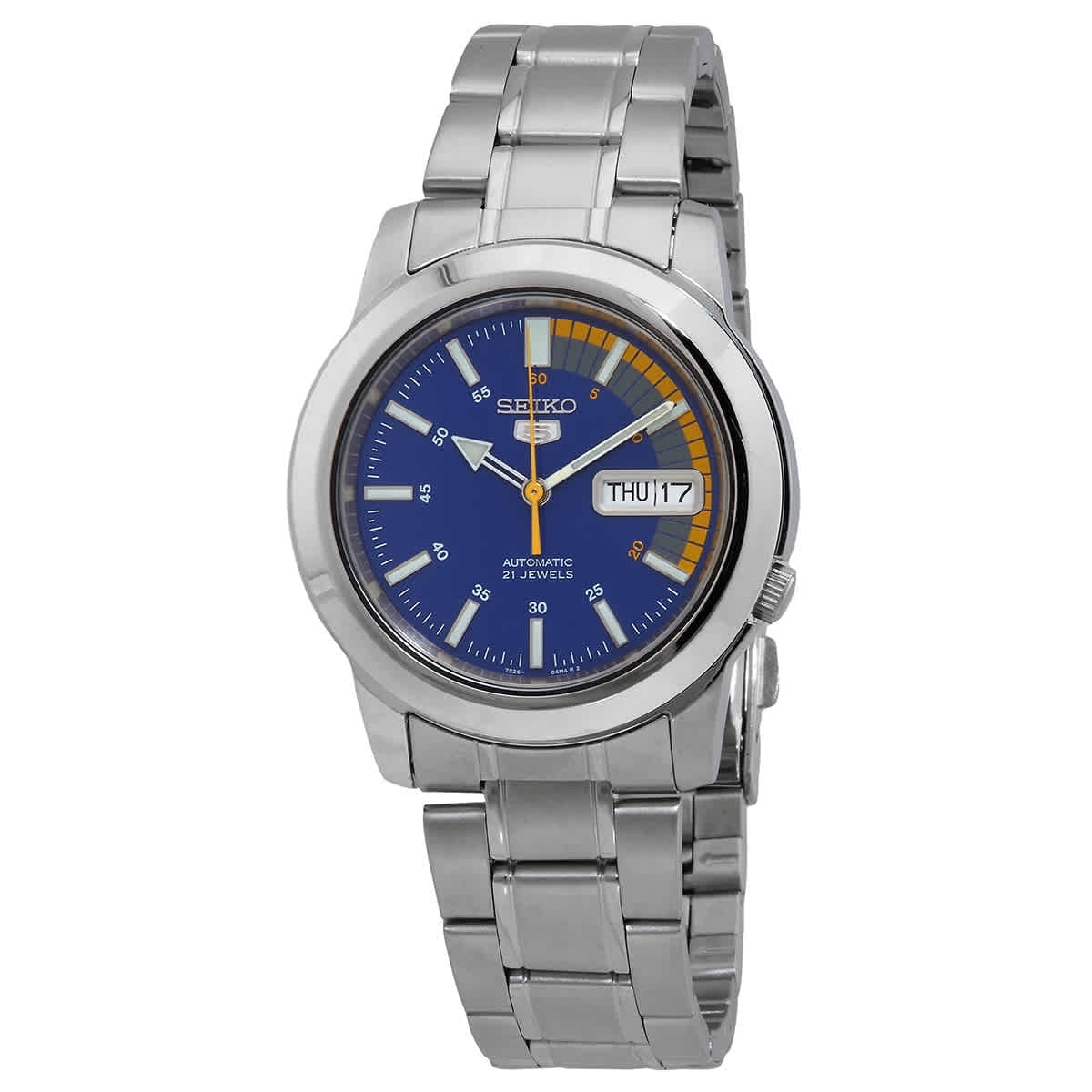 Reloj Seiko Para Hombre 5 Con Esfera Azul Automática Snkk27k1
