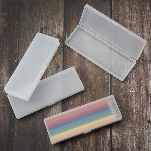 Estuche de lápiz Chinco 19 x 6 x 3 cm blanco, paquete de 4, plástico