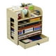 thumbnail image 1 of Organizador de escritorio multiuso de madera blanco, 1 of 4