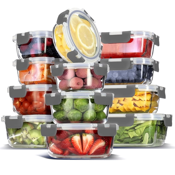 EATEX 24 piezas contenedores de vidrio herméticos para almacenamiento de alimentos