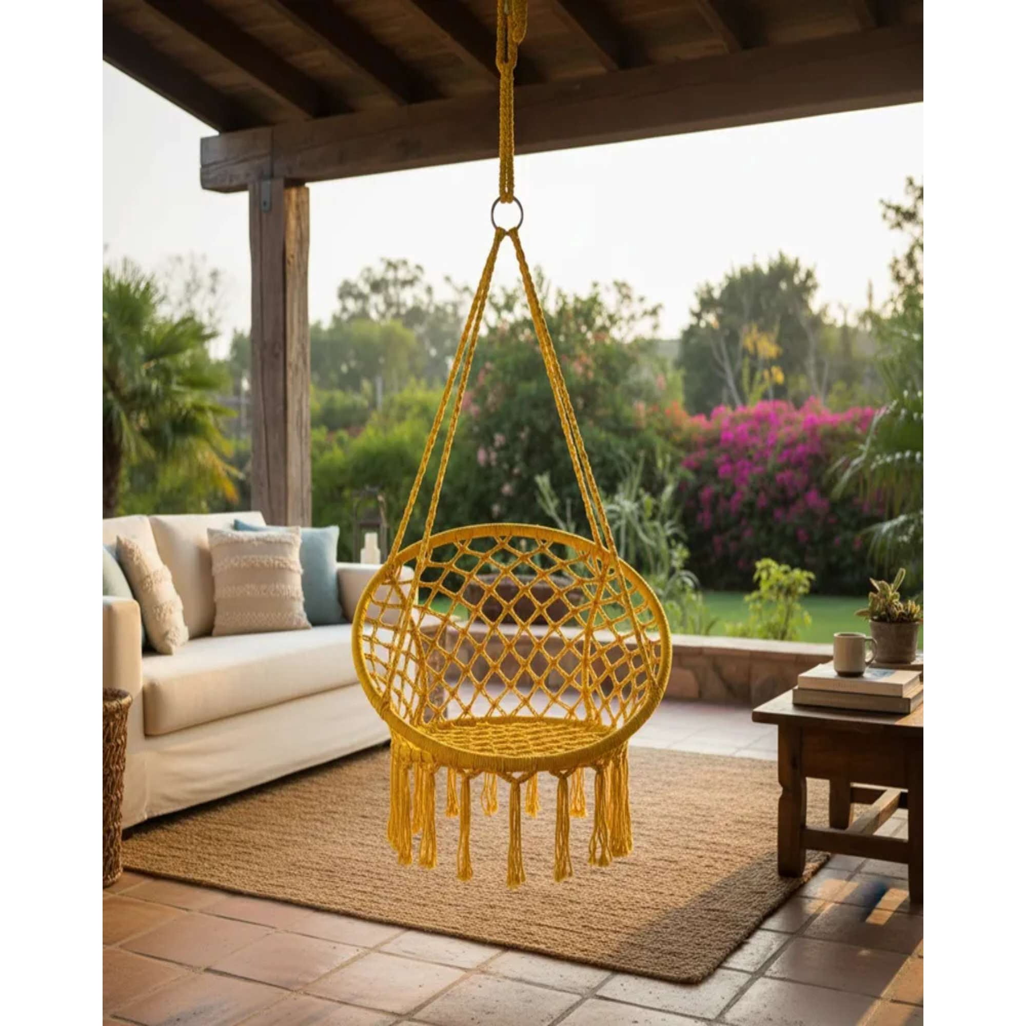 Tengfei - Silla Colgante Hamaca Reforzada Para Interior Y Exterior Sin Cojines