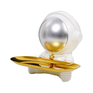 Bothyi - Estatua De Astronauta Con Bandeja, Llavero Para Porche, Contenedor, Baratijas, Color Blanco Plateado