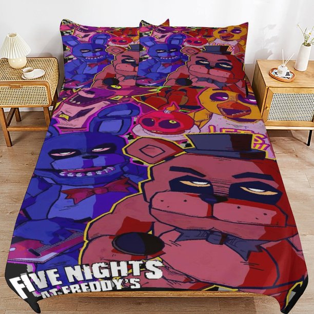 x276 Five Nights at Freddy's FNAF Bed Duvet Cover Microfiber Bedding Sets 3D Printed Lightweight 3 Piece Comforter Sets, 1 Duvet Cover And 2 Pillow Shams for Kids Boys Girls 79"x90" jn2