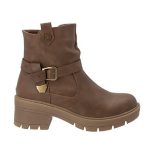 Botin Casual Mujer Camel Plataforma Luz Detogni