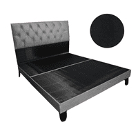 Mueblart - Base De Cama Con Respaldo A Piso King Negro Felpa
