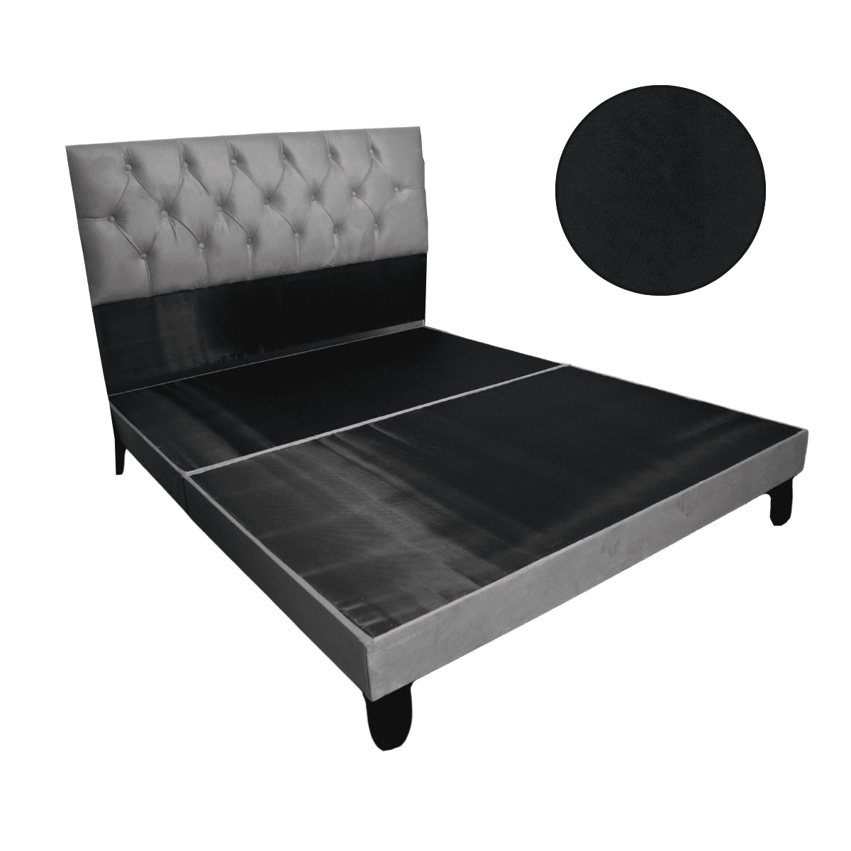 Mueblart - Base De Cama Con Respaldo A Piso King Negro Felpa