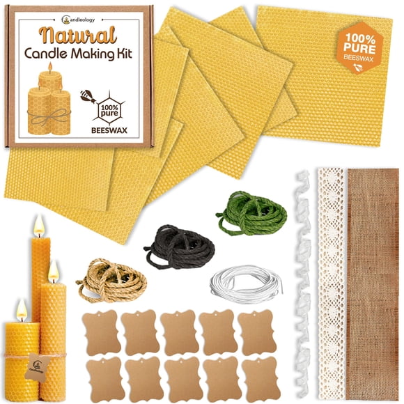 Kit DIY para hacer velas de cera de abeja Candleology con 7 láminas