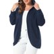 thumbnail image 4 of Chaqueta para mujer de talla grande Agnes Orinda con capucha, abierta al frente, bloques de color, manga larga, sudadera casual de gran tamaño con bolsillos 3X azul marino, 4 of 6