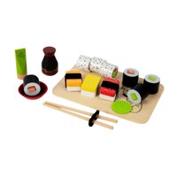 Magideal - Juego De Comida Para Cortar Sushi, Juego De Cocina De Imitación, Juego De Sushi De Madera Con Percepción De Color Para Niños Y Bebés, Regalos De Cumpl