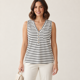 thumbnail image 1 of Polera Mujer Rayada Sin Mangas Cuello V Con Botones negro Talla Única, 1 of 3
