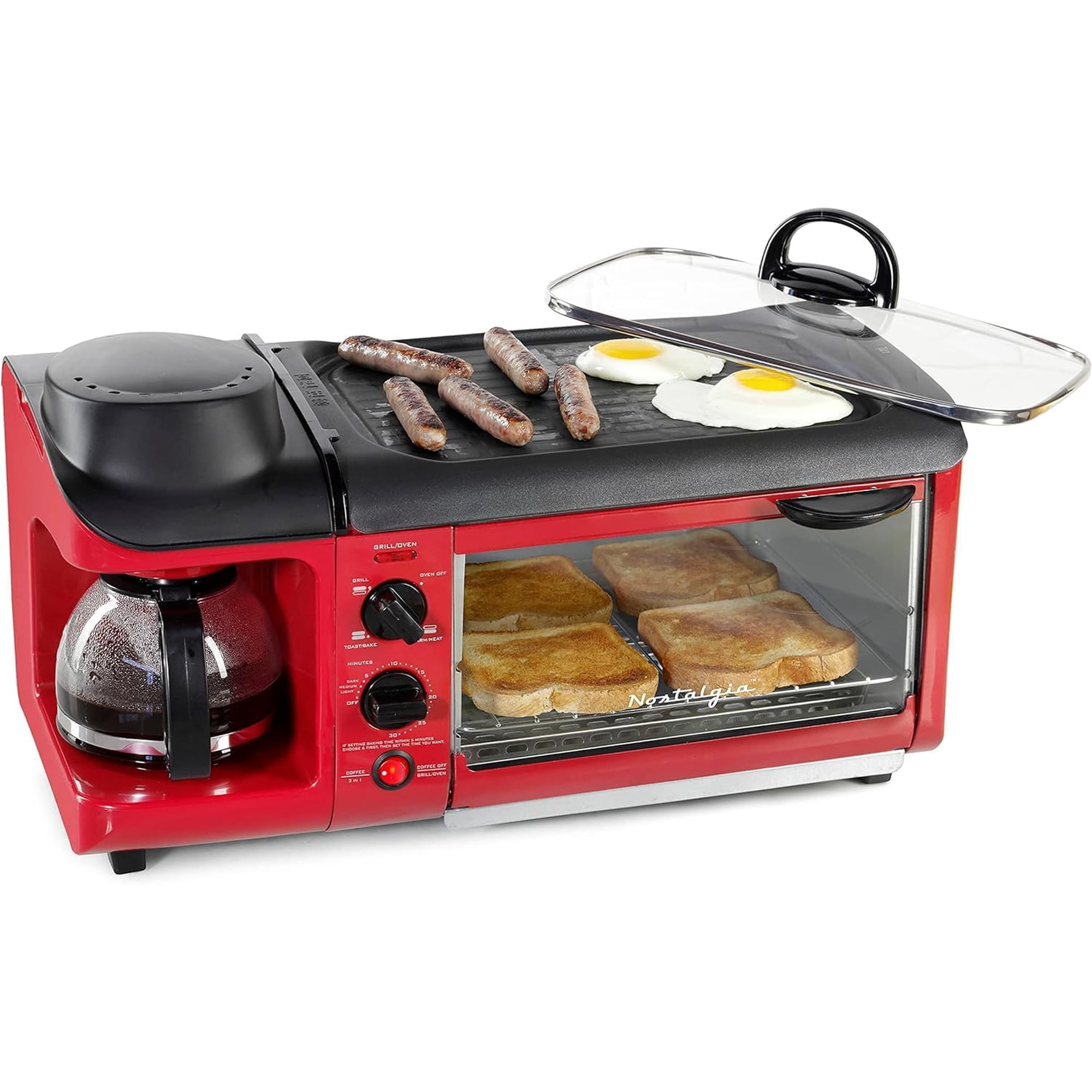 Cafetera Breakfast Station Nostalgia 3 En 1 Y Horno A La Plancha