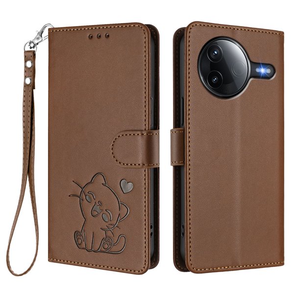 Funda Billetera con Espacio para Fotos para Xiaomi POCO F7 Pro, Marrón