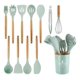 thumbnail image 1 of Set 12 Utensilios Cocina Mango Silicona Y Madera Repostería verde, 1 of 4
