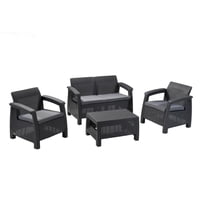 Keter - Juego De Terraza Jardin 2 Cuerpos Corfu Grafito Gris Oscuro