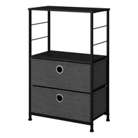 Topmarket - Comoda De 2 Cajones Metalica Negra Mdf