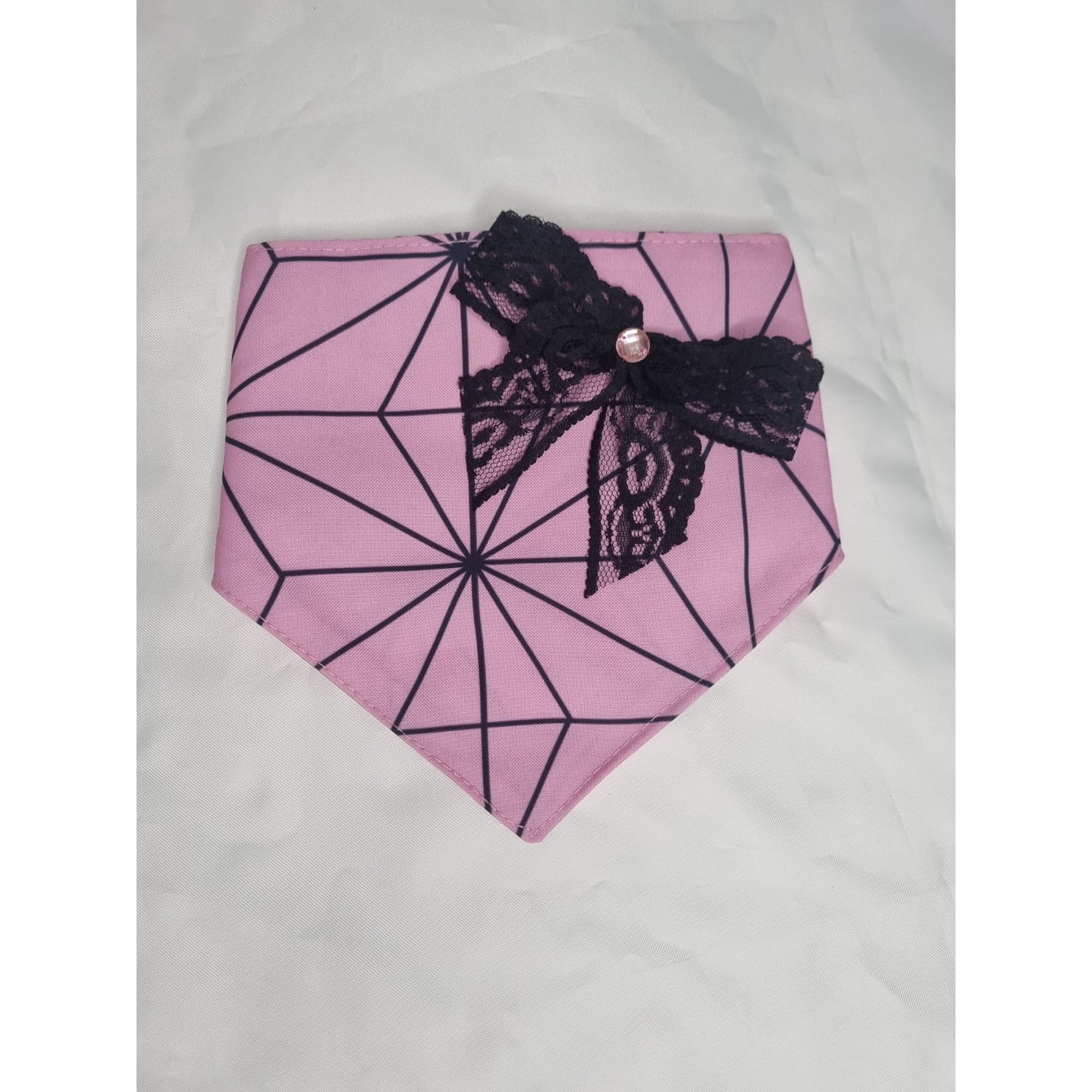 Bandana mascota rosa con lazo negro talla S