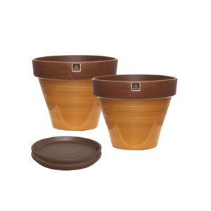 Mestiza - Set De 2 Maceta Kony 19Cm Morena Mostaza Y Sus Platos