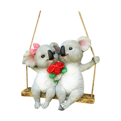 Ioensy - Columpio De Adorno De Jardín Koala, Artesanía Pintada A Mano Para Árbol De Balcón