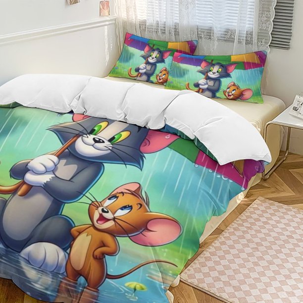 Tom And JerryCartoon Collection 3-Piece Comforter Set, Personalized Bedding Decor for Kids And Teens Bed Sheets