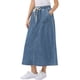 thumbnail image 4 of INSPIRE CHIC Falda Maxi de Mezclilla para Mujer Vuelta al Colegio Cintura Elástica Casual Línea A Falda Larga de Jean XL Azul, 4 of 6