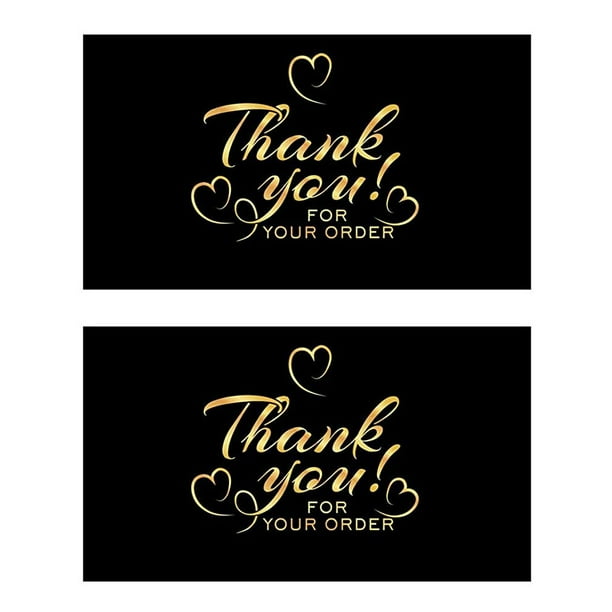 100 tarjetas de agradecimiento en dorado negro por apoyar mi pequeña empresa, tarjetas de agradecimiento, 2 x 3,5 pulgadas