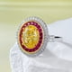 thumbnail image 2 of Anillos Ovalados de 2 Quilates para Mujer Anillos de Compromiso 5A CZ Halo Simulado Anillo de Diamante Amarillo Aniversario Alianzas de Boda, 2 of 7