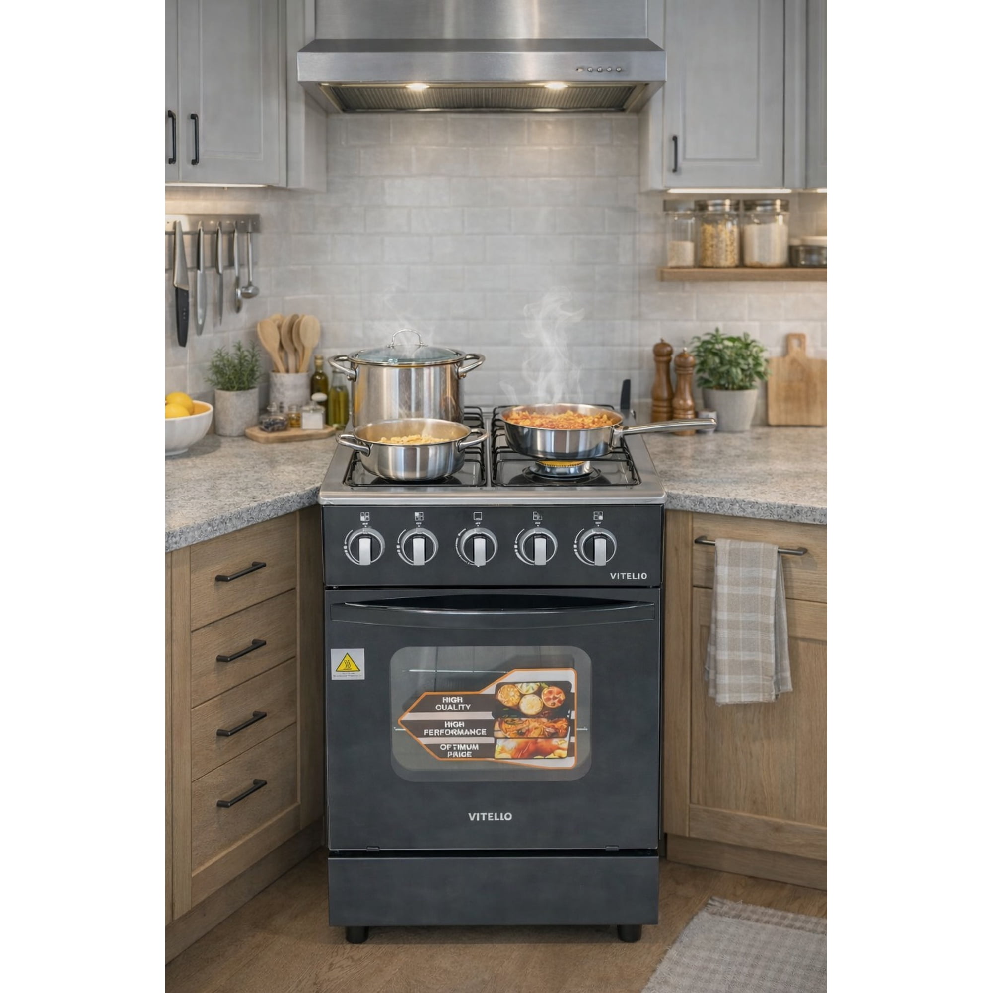 Vitelio - Cocina Gas Licuado / Gas Natural 4 Quemadores Color Negro