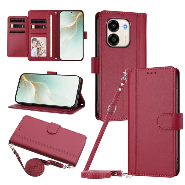 Honor X7E/X6E Funda Billetera con Cierre Magnético, Rojo