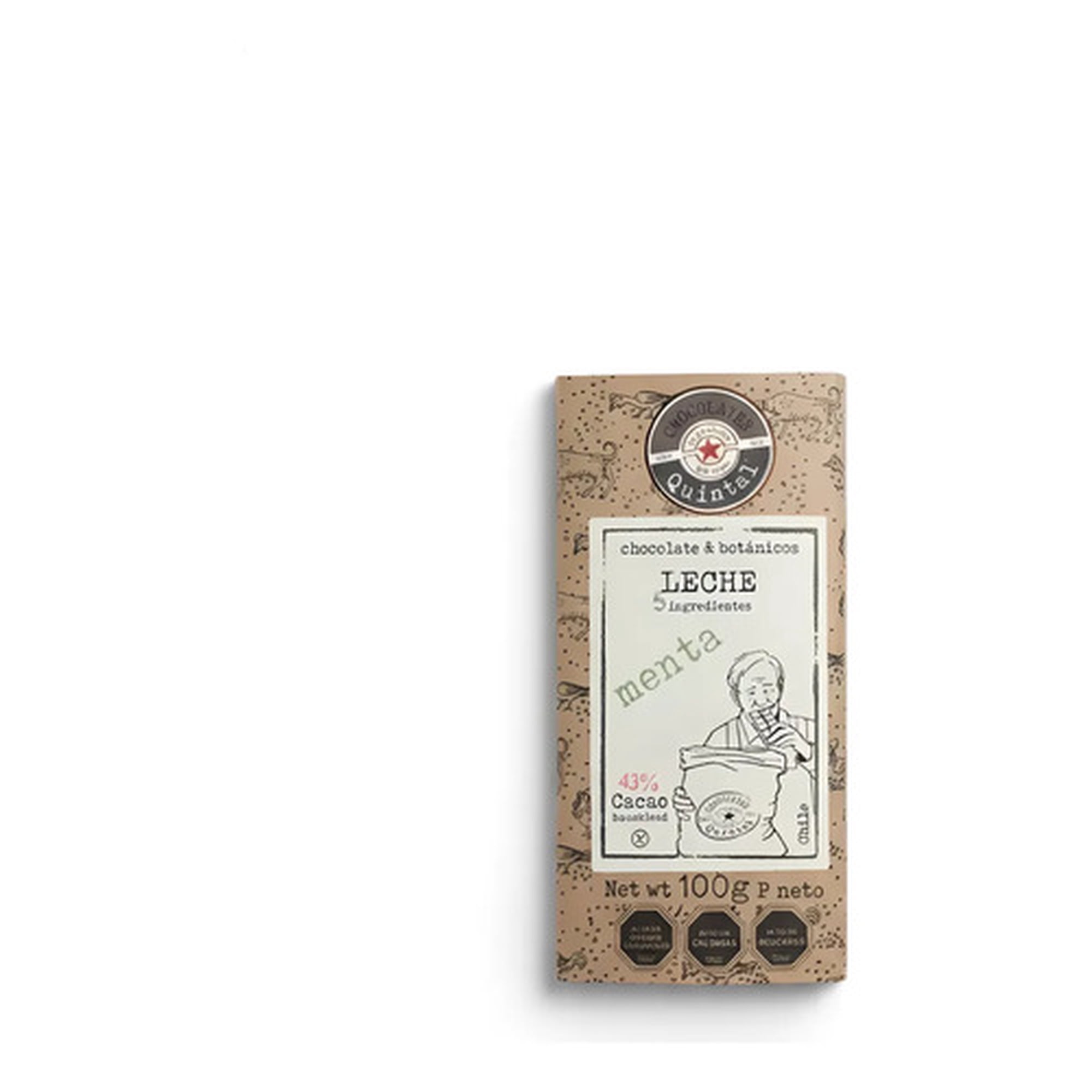 Quintal - Chocolate De Leche Y Menta 43% Cacao - Barra 50g
