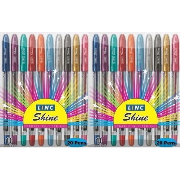 Bolígrafo de gel linc Shine Sparkle - Pack de 20 con brillo extra
