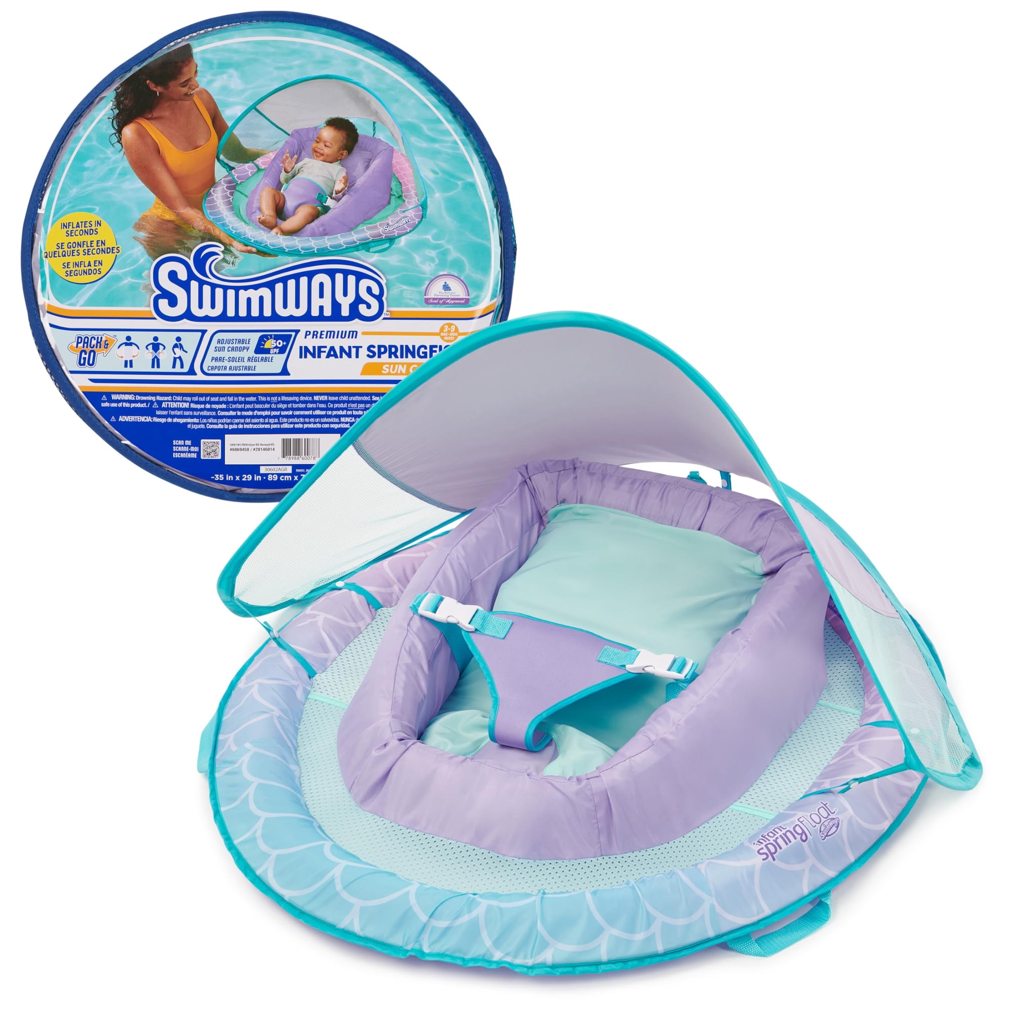 Flota De Primavera Para Bebés Con Toldo, Diseño De Piscina, Swimways