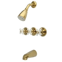Grifo Para Bañera Y Ducha Kingston Brass Kb232Px Con 3 Asas En Forma De Cruz