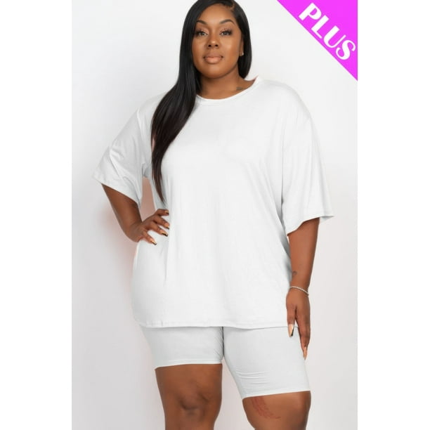 Conjunto De Top Holgado Y Shorts De Ciclista De Talla Grande