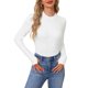 thumbnail image 1 of INSPIRE CHIC Ropa Interior Térmica para Mujeres con Agujeros para Pulgares Capa Básica de Forro Polar Manga Larga Long Johns Cuello Simulado Cruzado con Giro para Invierno Frío S Blanco, 1 of 6