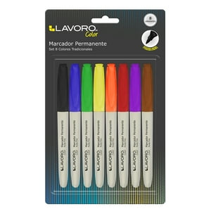 Marcador Permanente Set 8 Colores Tradicionales Lavoro