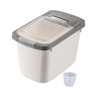 Bothyi - Contenedor De Almacenamiento De Arroz De Grano, Cubo Dispensador De Cereales, Caja De Almacenamiento Hermética Para Alimentos Para Mascotas, Color Blanco