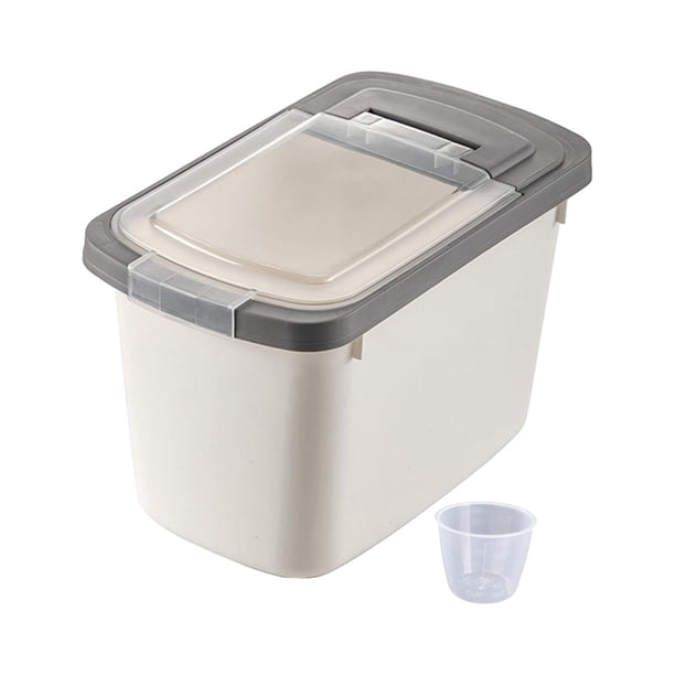 Contenedor De Almacenamiento De Arroz De Grano, Cubo Dispensador De Cereales, Caja De Almacenamiento Hermética Para Alimentos Para Mascotas, Color Blanco