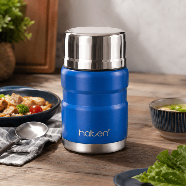 Termo De Comida Acero Inox 750 Ml Marca Halten Color Azul Electrico