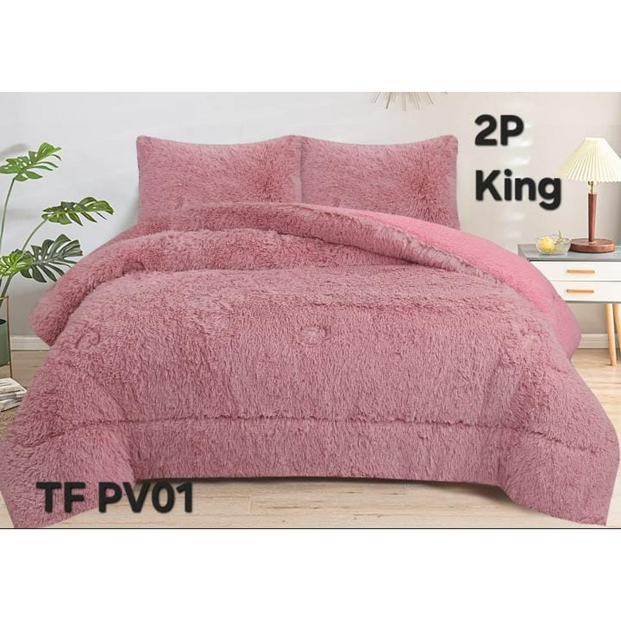 Aladdins Shop - Cobertor De Invierno Peludo Con Chiporro 2 Plazas Color Palo Rosa