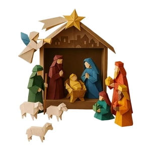 Magideal - Crea Tu Propio Belén De Papel Con Este Kit Para Manualidades. Incluye Decoraciones Festivas De Papel Y Un Conjunto Ideal Para Actividades Familiares. B