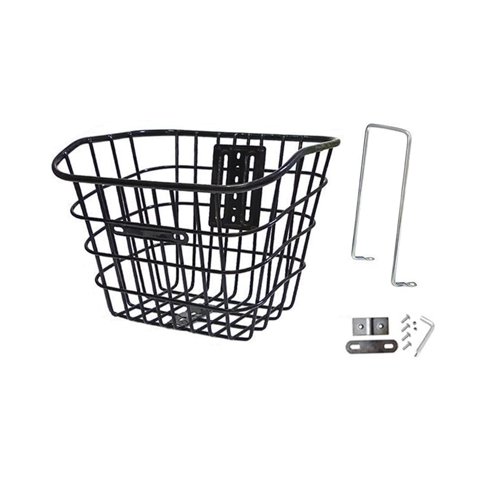 Magideal - Cesta Delantera Para Bicicleta Eléctrica Con Soporte, Accesorios Versátiles, Fácil De Instalar Para Salir, Cesta De Carga De Metal Con Parte Superior Negro