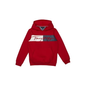 Sudadera Con Capucha Tommy Hilfiger Para Niños, Manga Larga, Forro Polar, Escarlata, Salvia, 5 Años