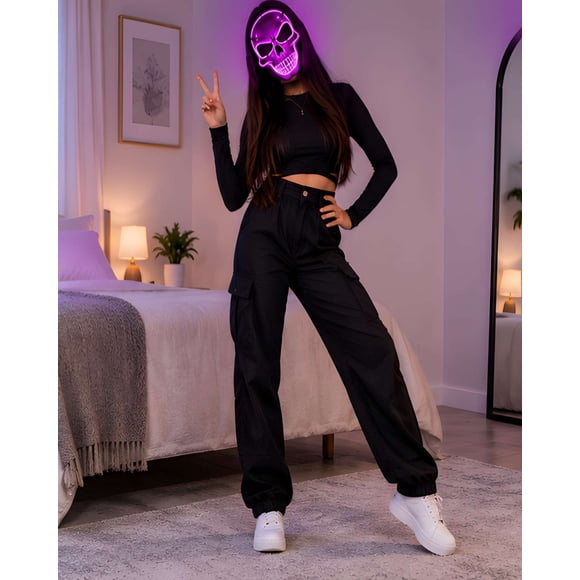 Mascara De Calavera Con Luz Led Para Halloween Y Fiestas